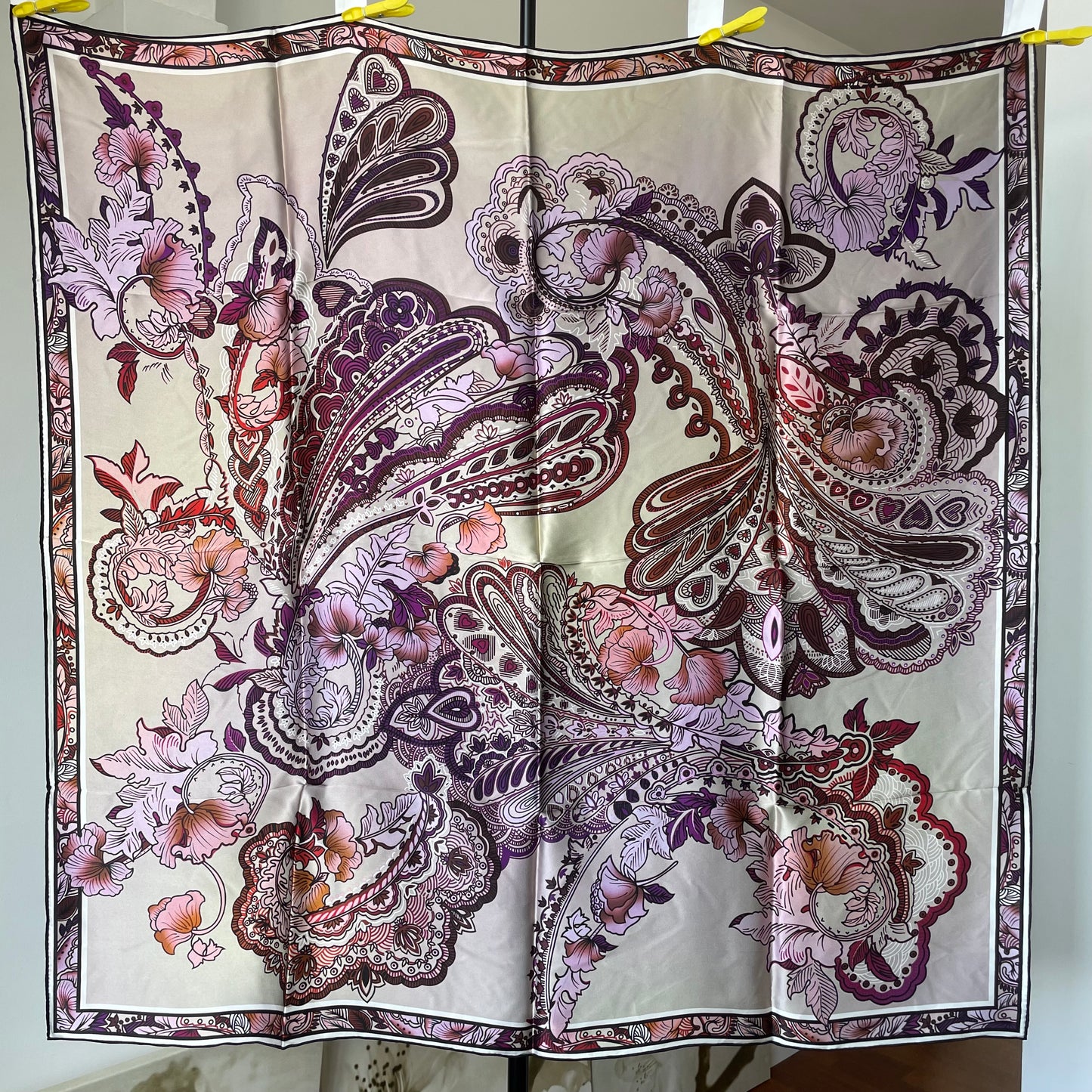Exquisite Duo-Colour Mulberry 43” Silk Scarf: Hand-Rolled Edge, 6A Grade - The Garden
