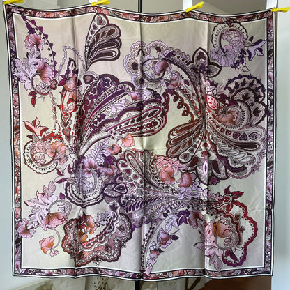Exquisite Duo-Colour Mulberry 43” Silk Scarf: Hand-Rolled Edge, 6A Grade - The Garden