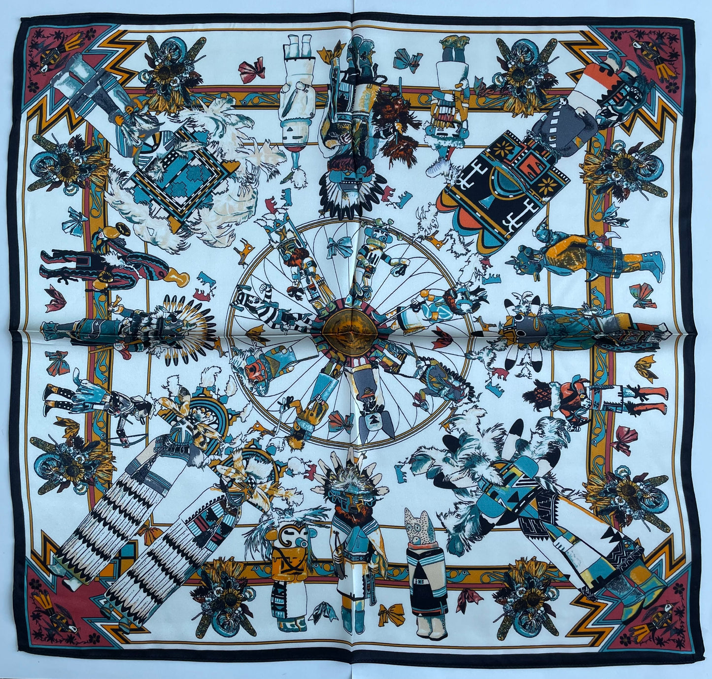 100% Mulberry Silk Scarf-Small Square Multicolor Silk Scarf, lightweight Luxury Neck Hair Scarf - The Native Americans