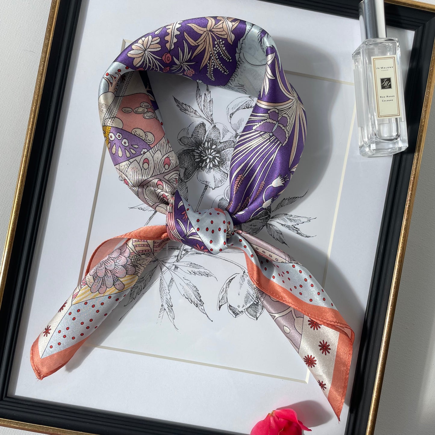 100% Pure Silk Multicolour Large Silk Scarf / Headscarf-The Summer Dream- 26”Silk Scarf / Headscarf