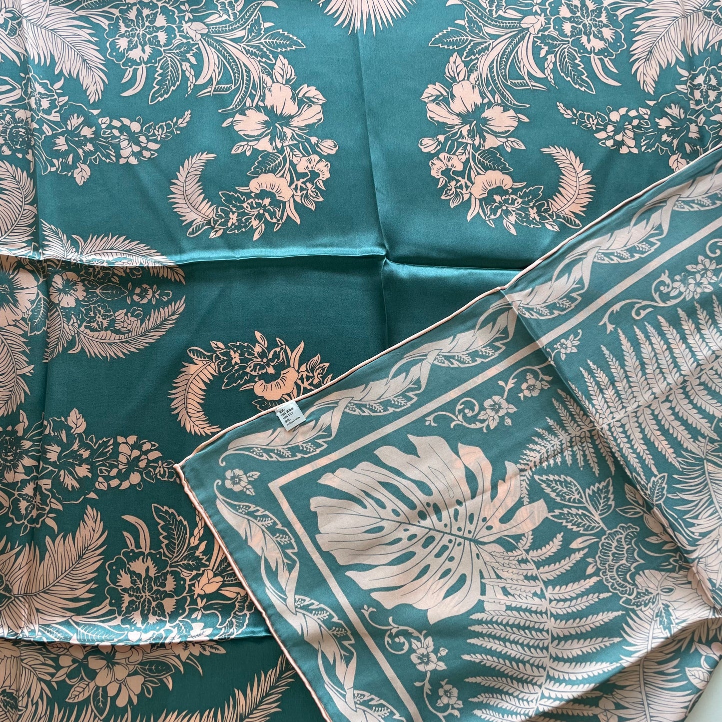 100% Pure Mulberry Silk Multicolour Handmade Large Silk Scarf 43"- The Blue Garden