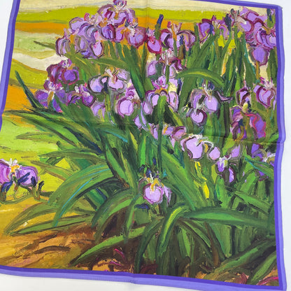 100% Pure Silk Multicolor 20" Silk Square Scarf -The Irises