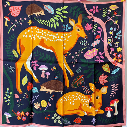 100% Pure Mulberry Silk Extra Large HandRolled Silk Scarf - The Deers