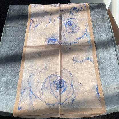 100% Pure Silk Multicolour long Silk Scarf / Headscarf-The Rose