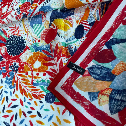 100% Pure Silk Multicolour Small Silk Scarf -The Painting-21” Silk Scarf