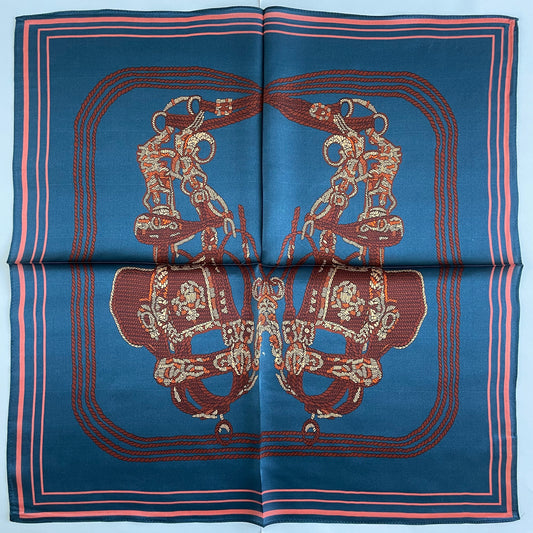 100% Pure Silk Multicolour Small Silk Scarf -The Brown Horseshoe