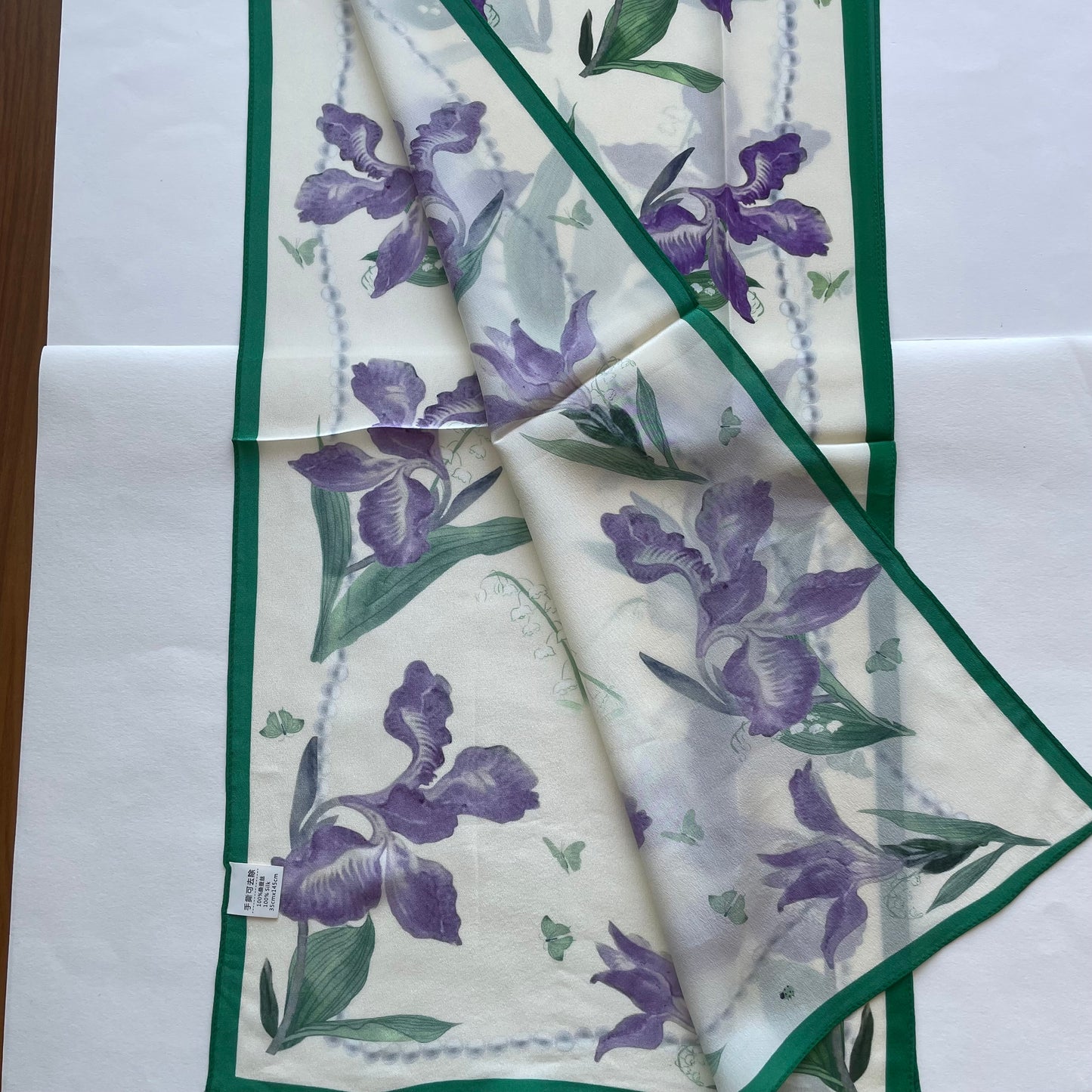 100% Pure Silk Multicolour long Silk Scarf / Headscarf-The Irises