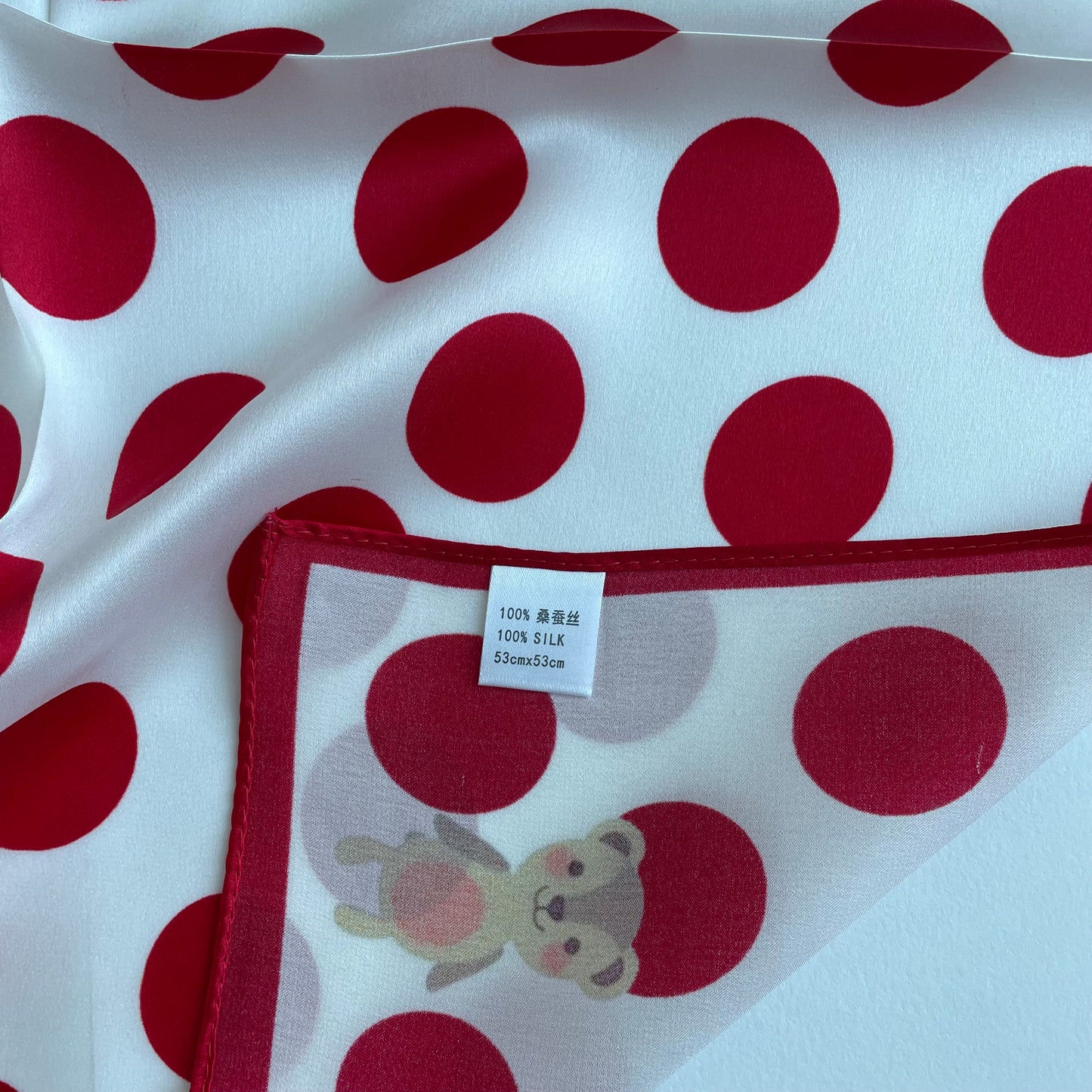 100% Pure Silk Multicolour Small Silk Scarf -The Red Dots