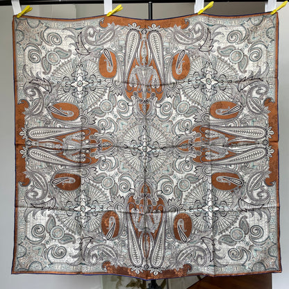 Exquisite Duo-Colour Mulberry 43” Silk Scarf: Hand-Rolled Edge, 6A Grade - The Paisleys