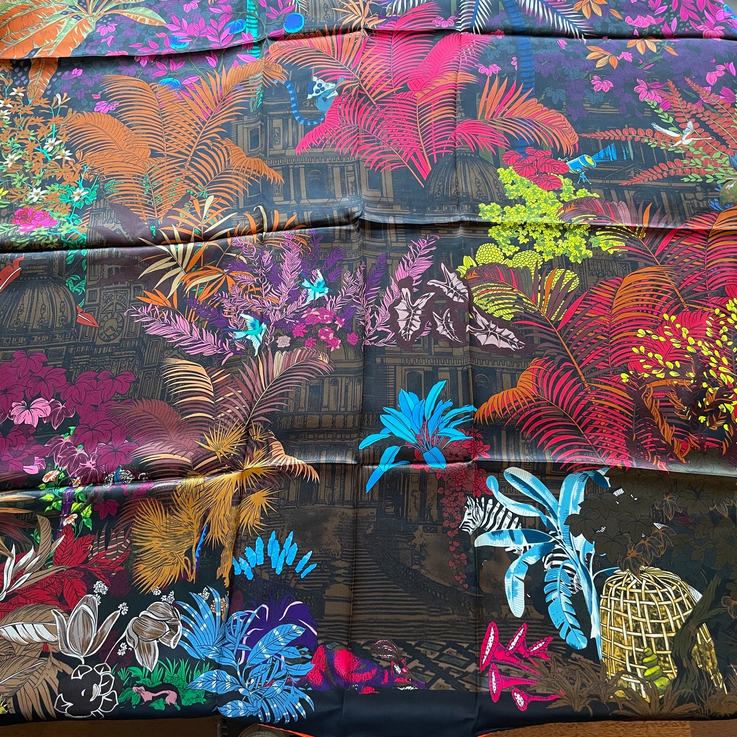 100% Pure Mulberry Silk Multicolour Handmade Large Silk Scarf 43"- The Forest