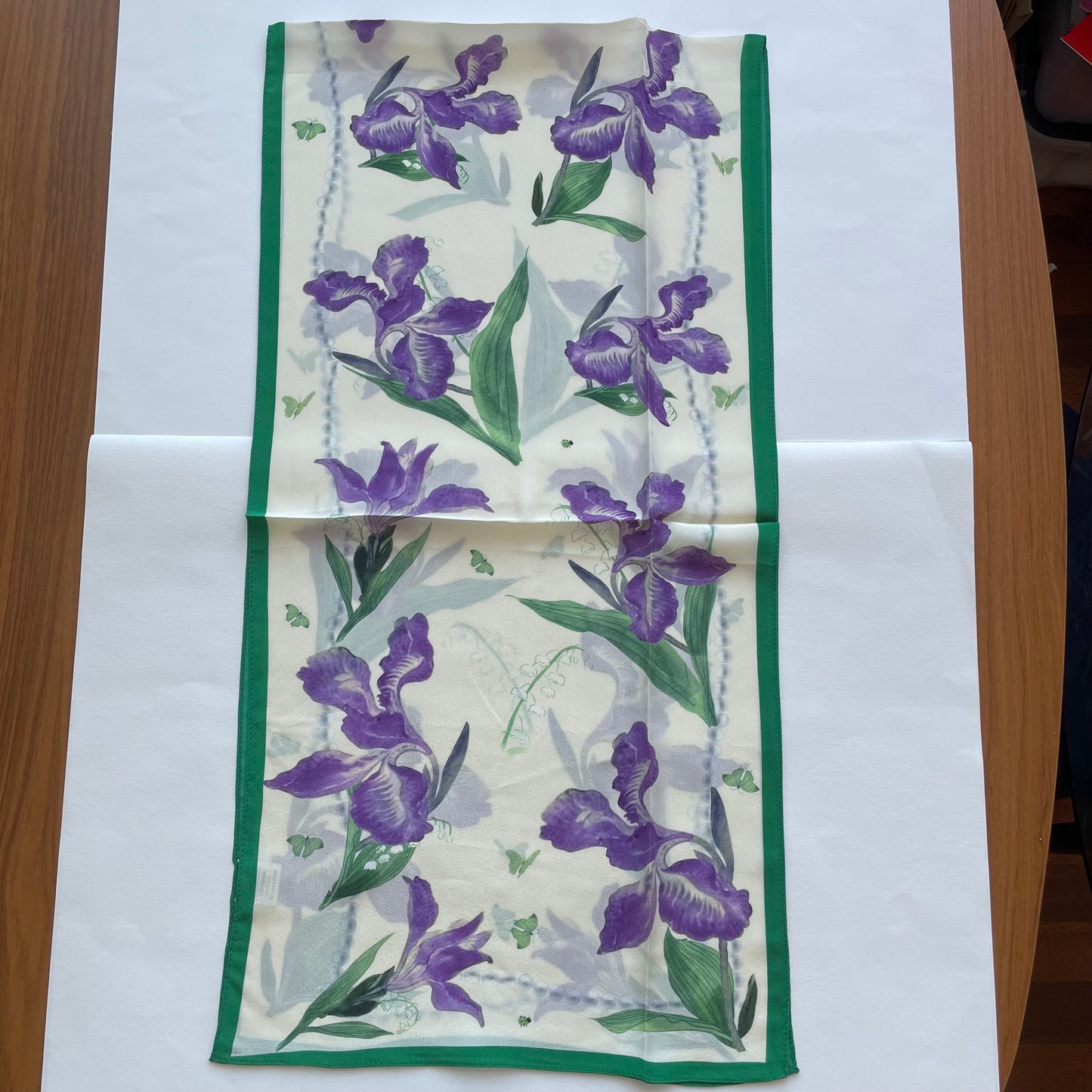 100% Pure Silk Multicolour long Silk Scarf / Headscarf-The Irises