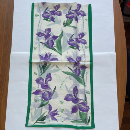 100% Pure Silk Multicolour long Silk Scarf / Headscarf-The Irises