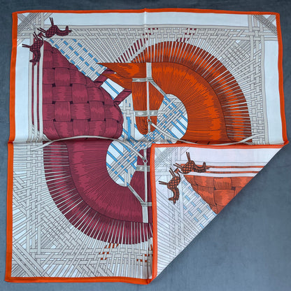 100% Pure Silk Multicolour Large Silk Scarf / Headscarf-The Horses - 26”Silk Scarf / Headscarf