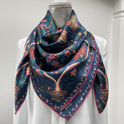 100% Pure Mulberry Silk Multicolour Handmade Large Silk Scarf 43"- The Life Tree II