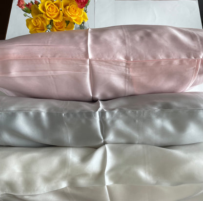 100% Pure Mulberry Silk Pillowcases - 19mm Silk Pillowcases-The White