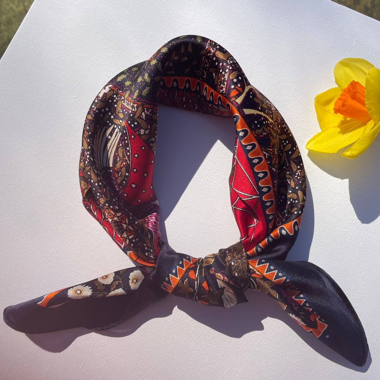 100% Pure Silk Multicolour Small Silk Scarf -The Life Tree