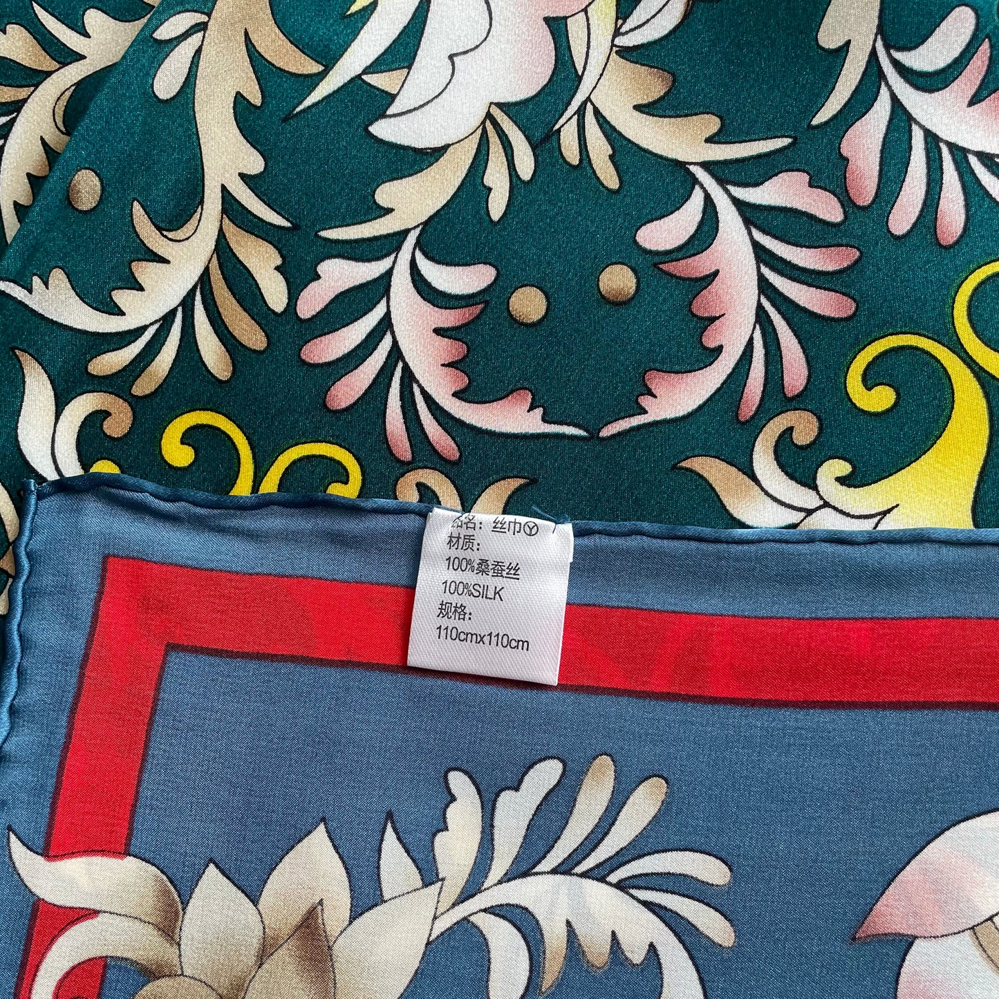 100% Pure Mulberry Silk Multicolour Handmade Large Silk Scarf 43"- The Flowers