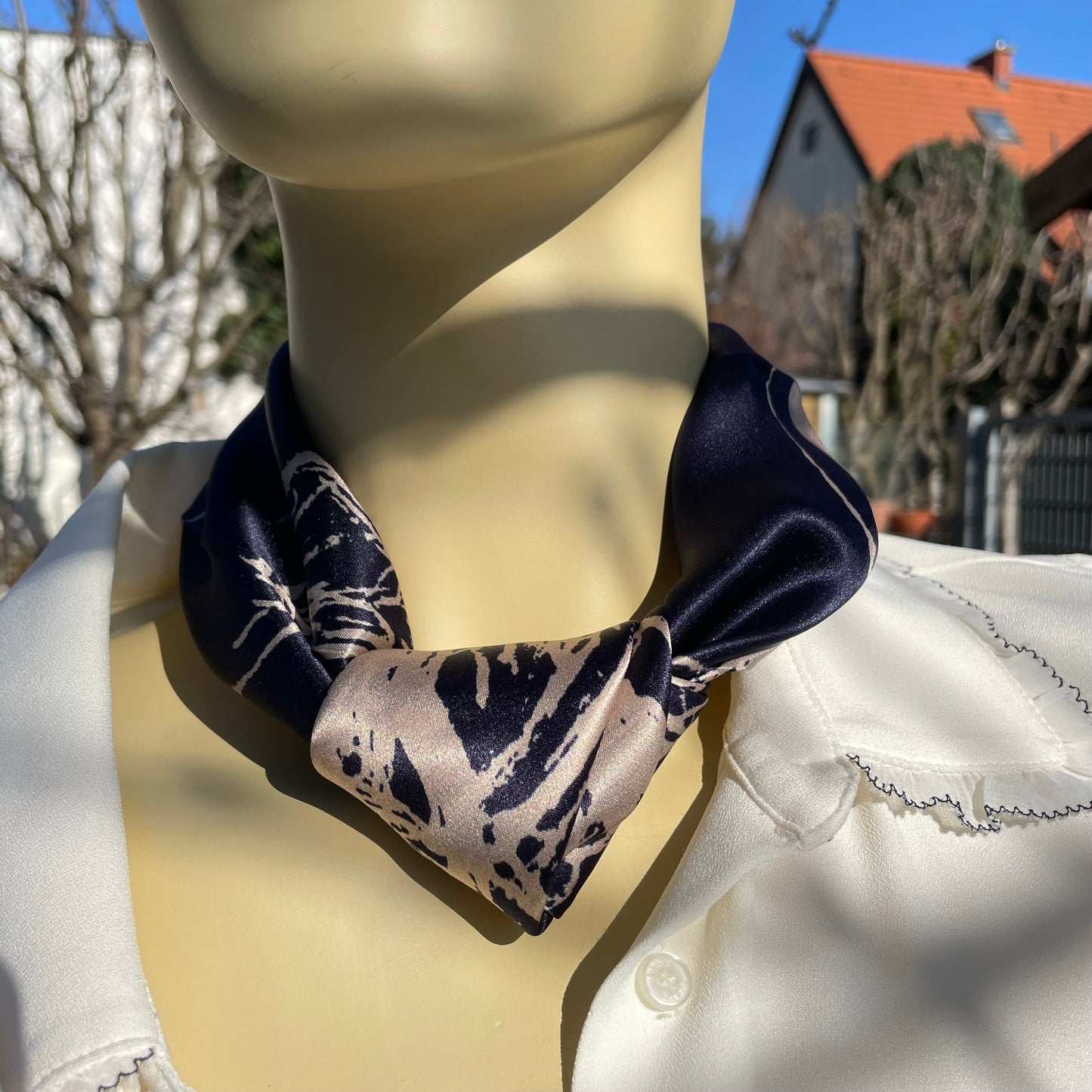 100% Mulberry Silk Scarf-Small Square Multicolor Silk Scarf, lightweight Luxury Neck Hair Scarf - The Horses