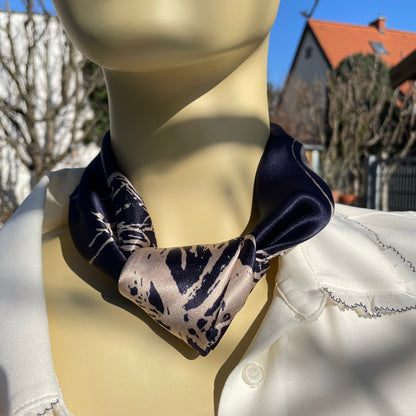 100% Mulberry Silk Scarf-Small Square Multicolor Silk Scarf, lightweight Luxury Neck Hair Scarf - The Horses