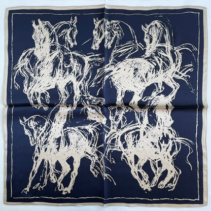 100% Pure Silk Multicolour Small Silk scarf -The Horse-21” Silk Scarf
