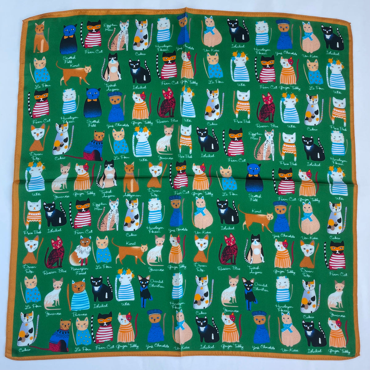 The Cats 20-inch pure mulberry silk square scarf
