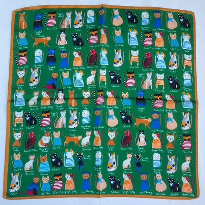 The Cats 20-inch pure mulberry silk square scarf