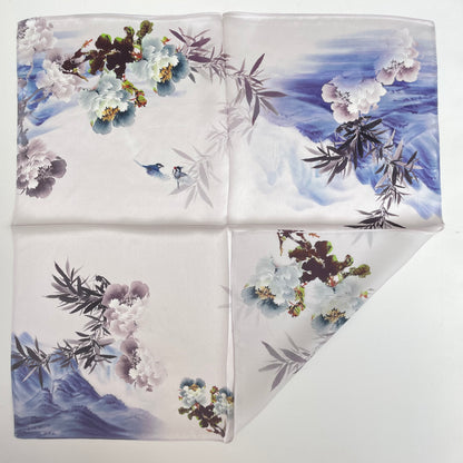 100% Mulberry Silk Scarf-Small Square Multicolor Silk Scarf, lightweight Luxury Neck Hair Scarf - The Birds