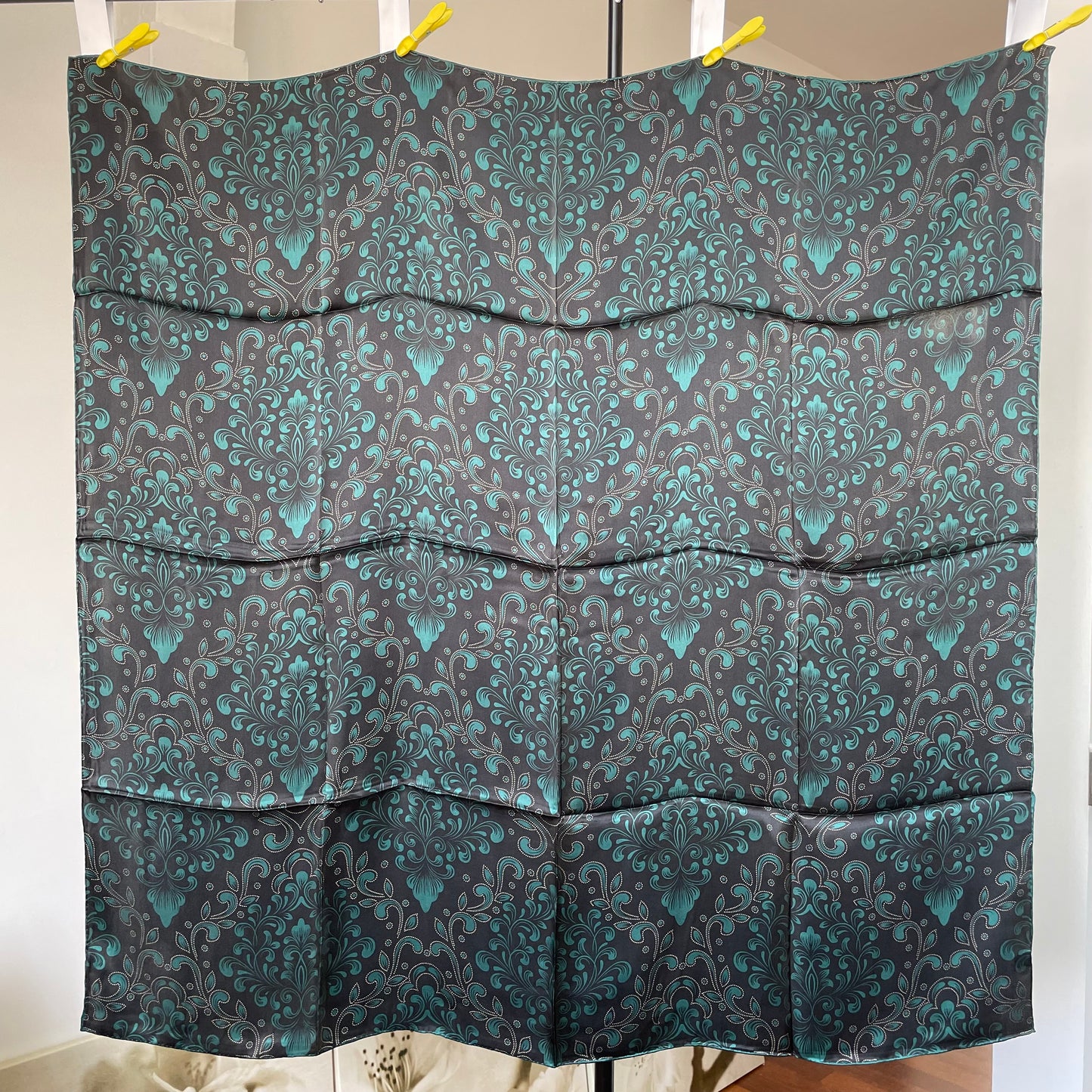 100% Pure Mulberry Silk Multicolour Handmade Large Silk Scarf 43"- The Blue