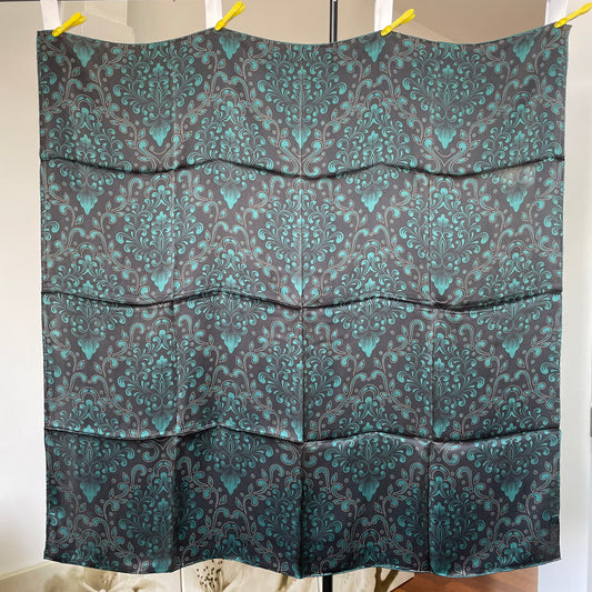 100% Pure Mulberry Silk Multicolour Handmade Large Silk Scarf 43"- The Blue