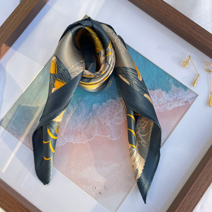 100% Mulberry Silk Scarf-Small Square Multicolor Silk Scarf, lightweight Luxury Neck Hair Scarf - The Teals