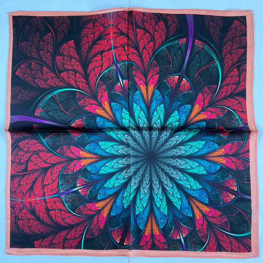 100% Pure Silk Multicolour Small Silk Scarf -The Feathers