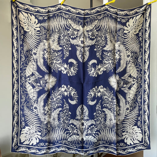 100% Pure Mulberry Silk Multicolour Handmade Large Silk Scarf 43"- The Blue