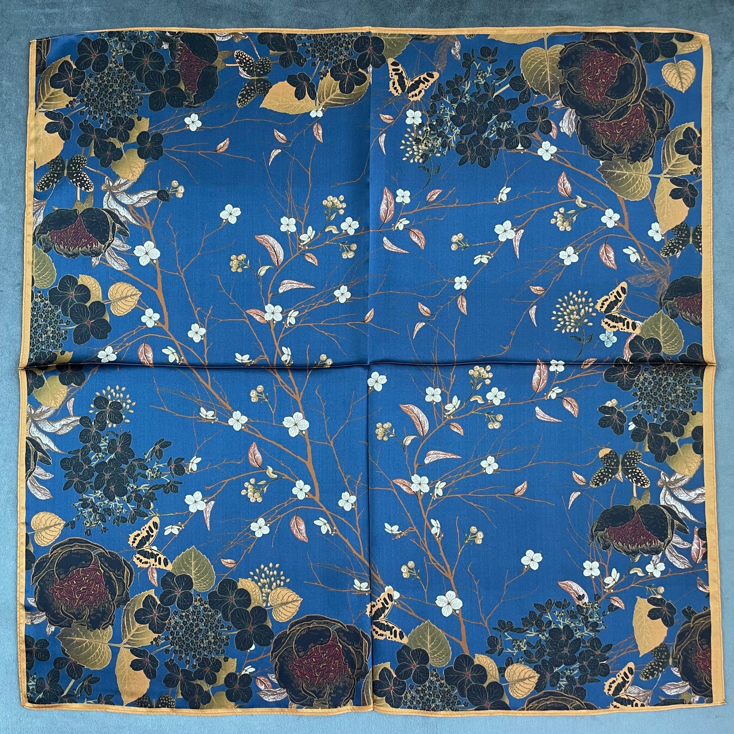 100% Pure Silk Multicolour Large Silk Scarf / Headscarf-The Garden- 26”Silk Scarf / Headscarf