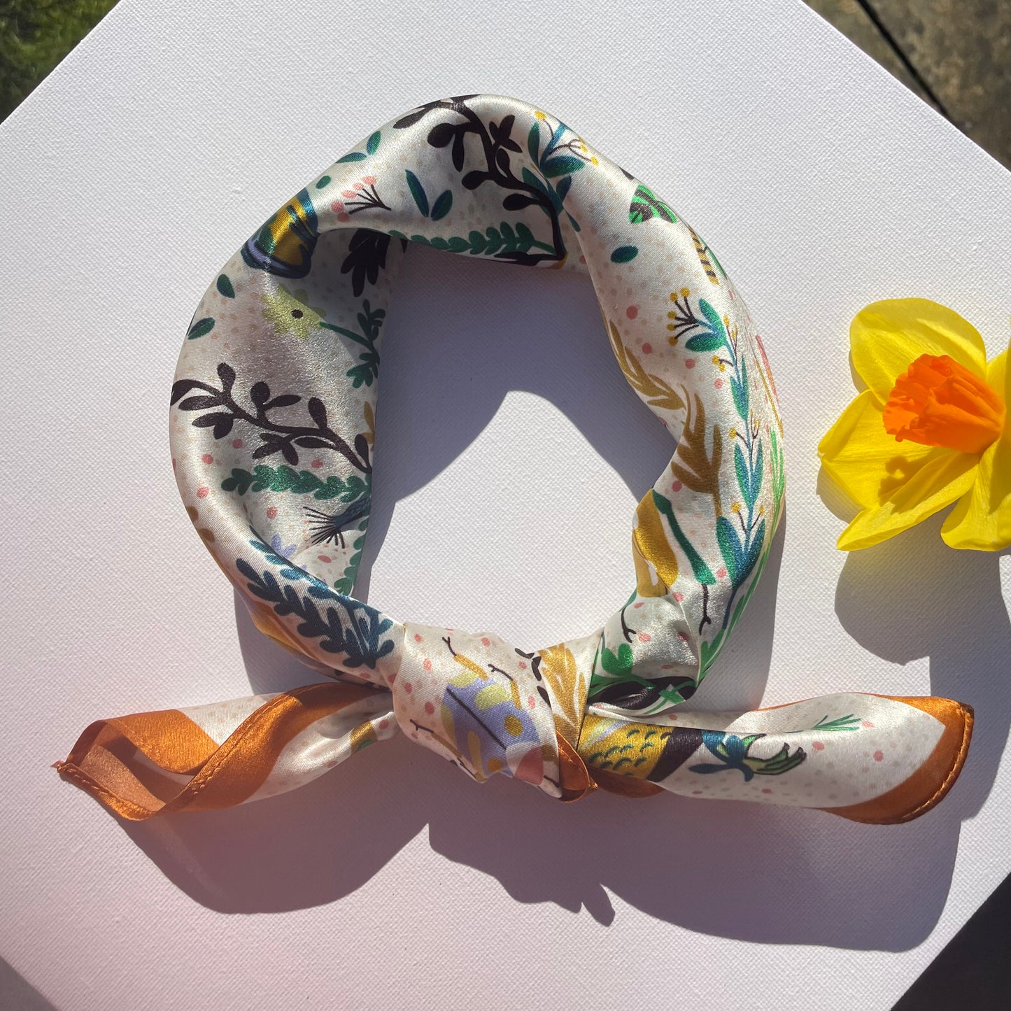 100% Mulberry Silk Scarf-Small Square Multicolor Silk Scarf, lightweight Luxury Neck Hair Scarf -The Pipit Garden