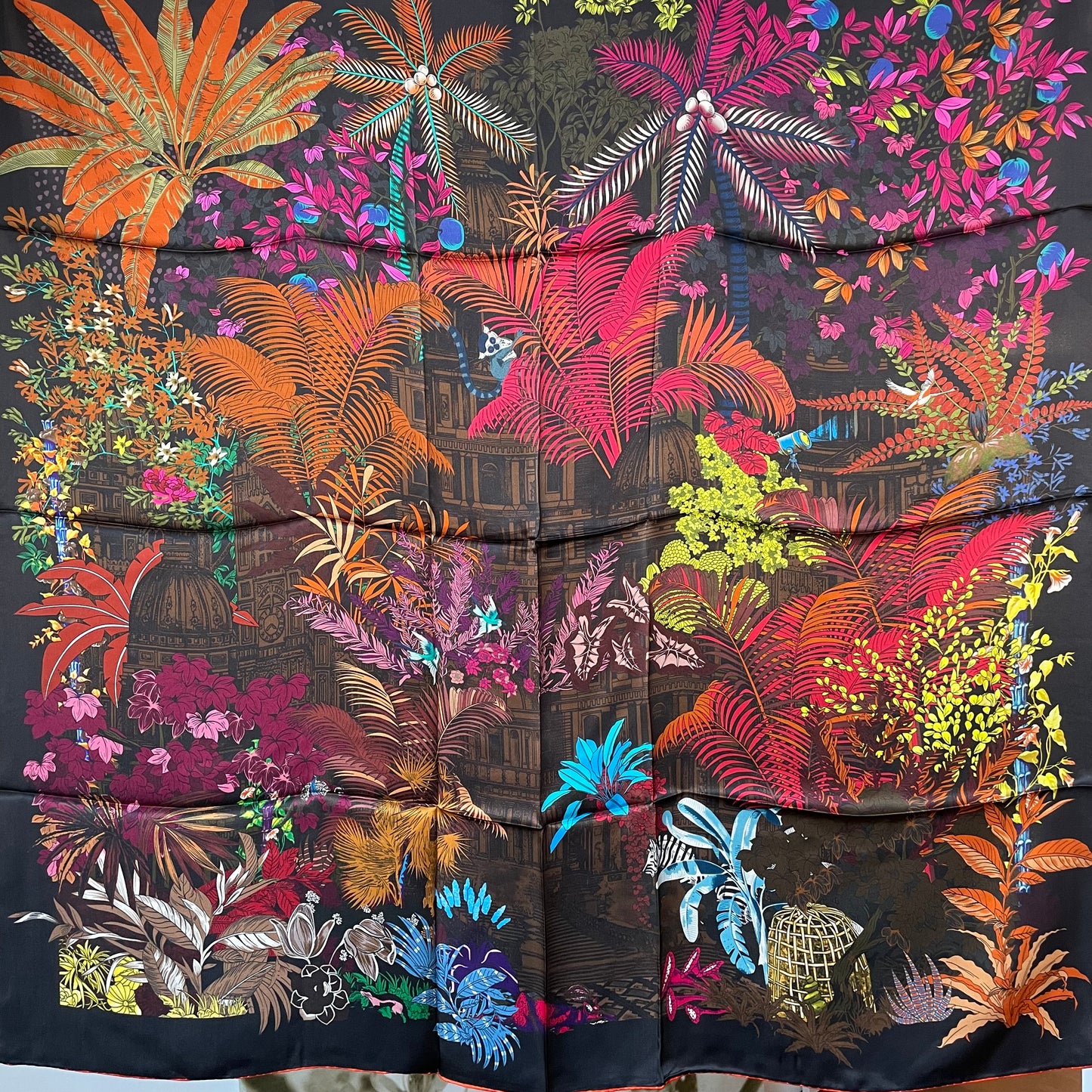 100% Pure Mulberry Silk Multicolour Handmade Large Silk Scarf 43"- The Forest