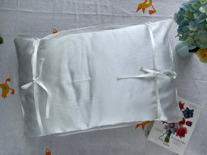 100% Mulberry Silk Travelling Essential Pillow Cover- 19mm portable Silk Pillow Cover-The White