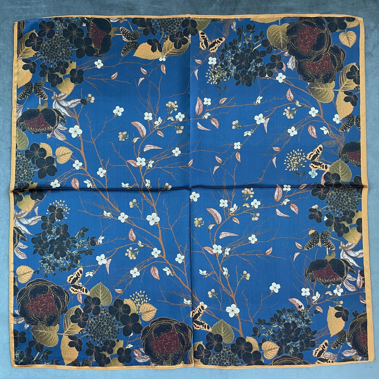 100% Pure Silk Multicolour Large Silk Scarf / Headscarf-The Garden- 26”Silk Scarf / Headscarf