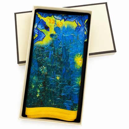 100% Pure Silk Multicolour Large Silk Scarf / Headscarf-The Irises - 26”Silk Scarf / Headscarf