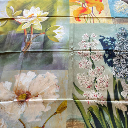 100% Pure Mulberry Silk Multicolour Handmade Large Silk Scarf 43"- The Paintings