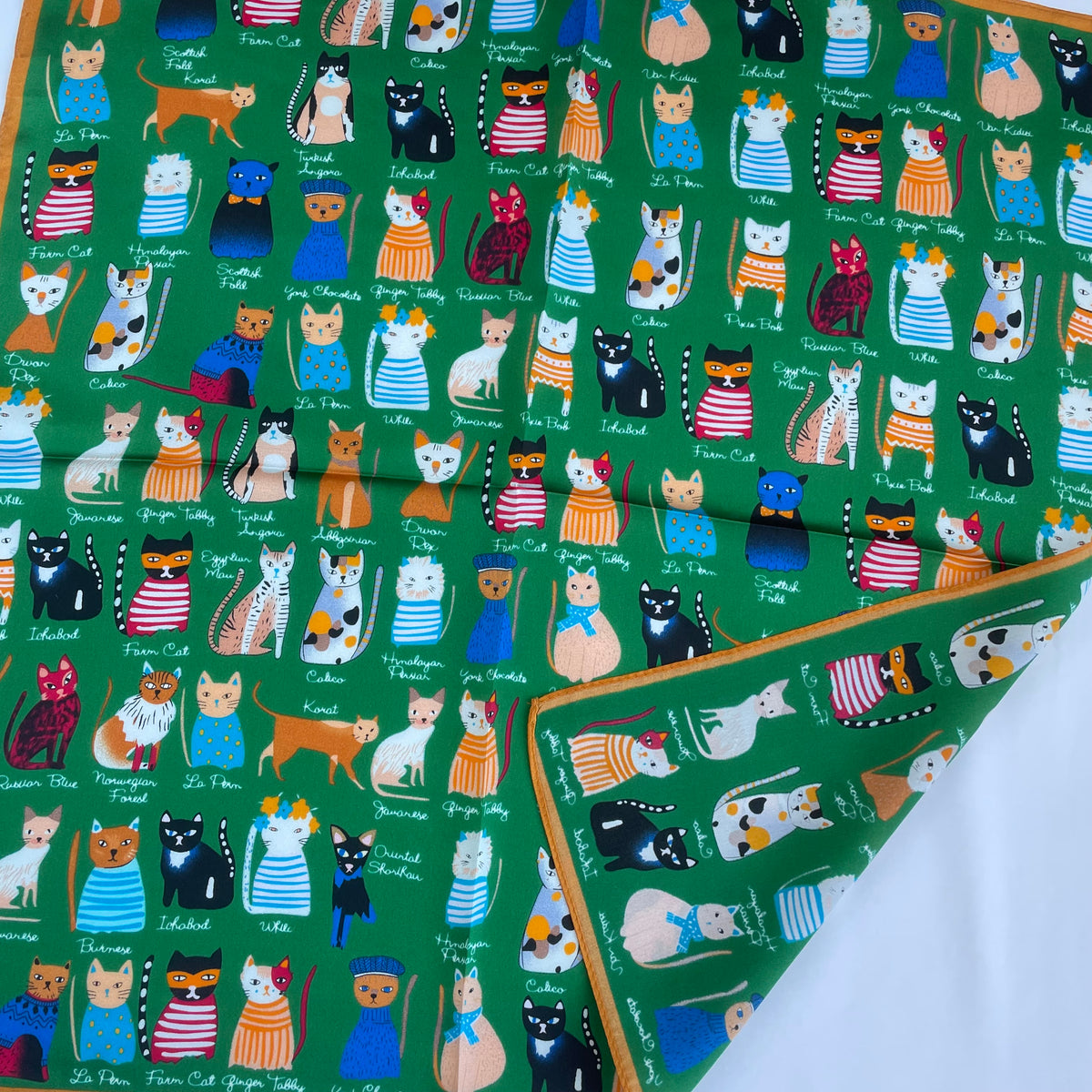 The Cats 20-inch pure mulberry silk square scarf
