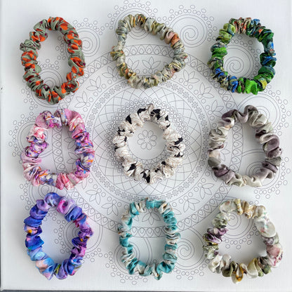100% Pure Mulberry Silk Small Elastic Hair Scrunchie - Pure Silk Hair Scrunchie/hair Accessory-The unique Small hair Scrunchie