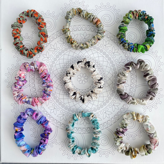 100% Pure Mulberry Silk Small Elastic Hair Scrunchie - Pure Silk Hair Scrunchie/hair Accessory-The unique Small hair Scrunchie
