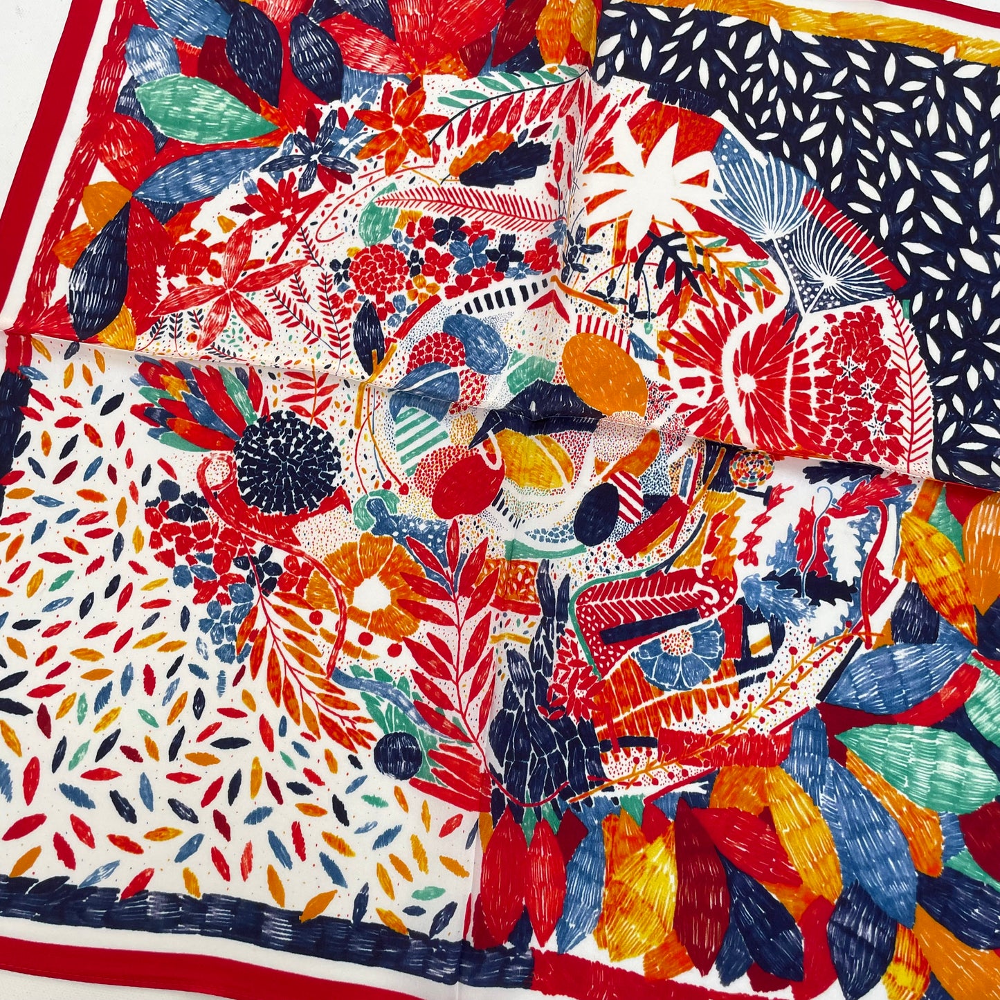 100% Pure Silk Multicolor 20" Silk Square Scarf-The Painting