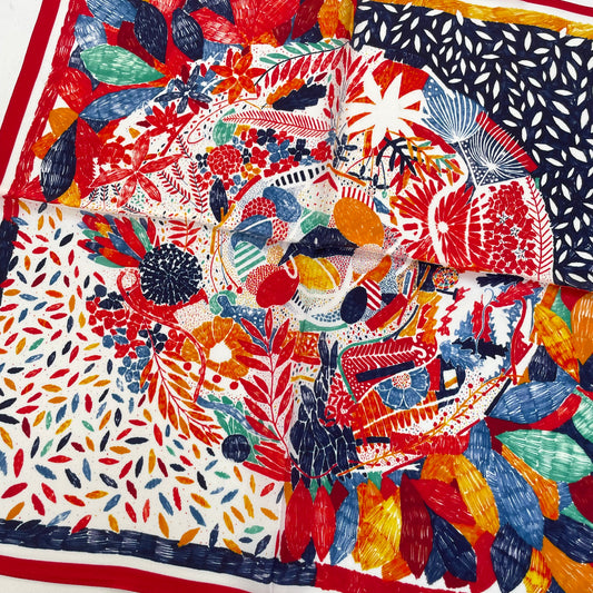 100% Pure Silk Multicolor 20" Silk Square Scarf-The Painting