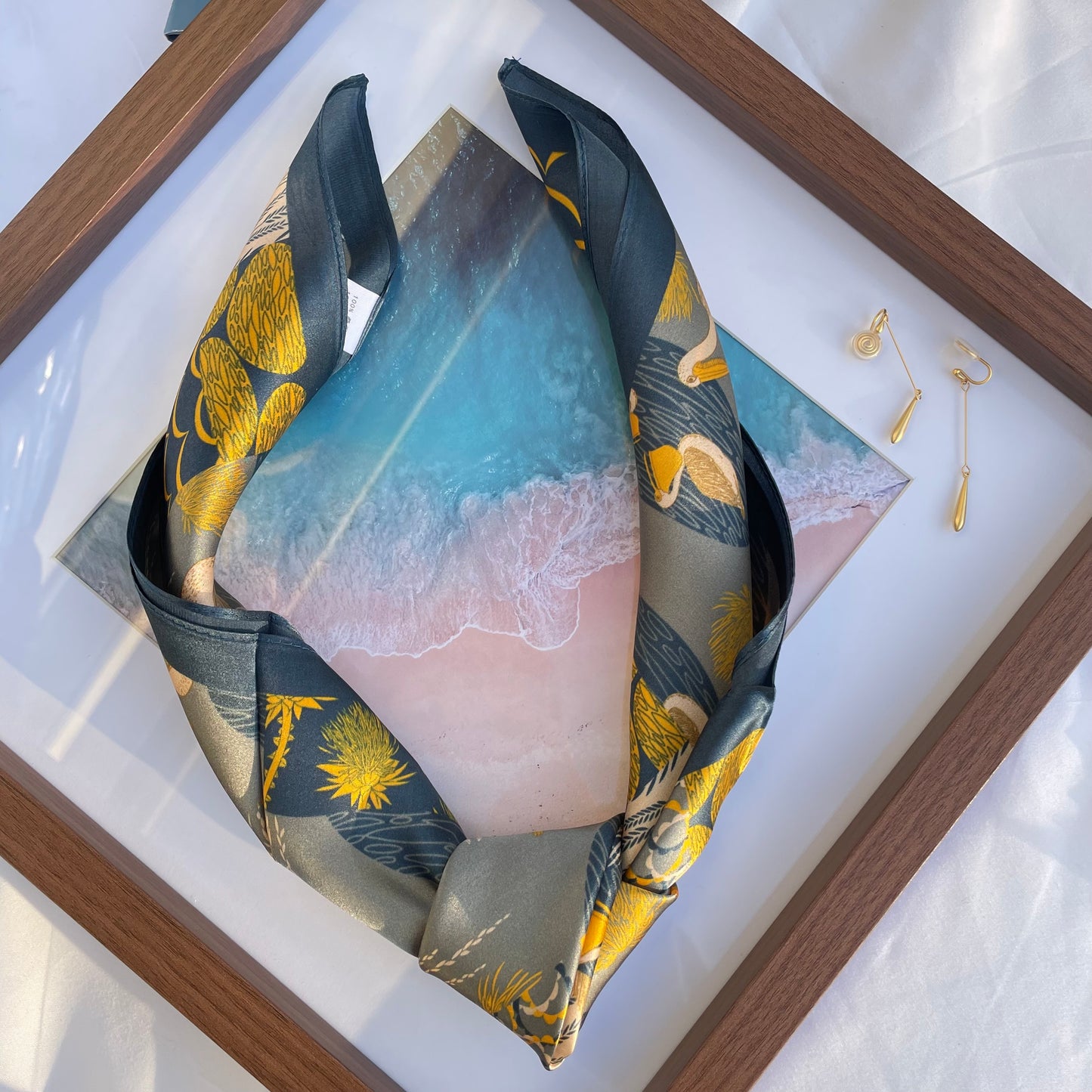 100% Mulberry Silk Scarf-Small Square Multicolor Silk Scarf, lightweight Luxury Neck Hair Scarf - The Teals