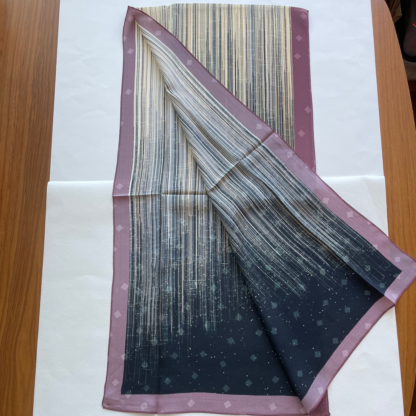 100% Pure Silk Multicolour long Silk Scarf / Headscarf-The Lines
