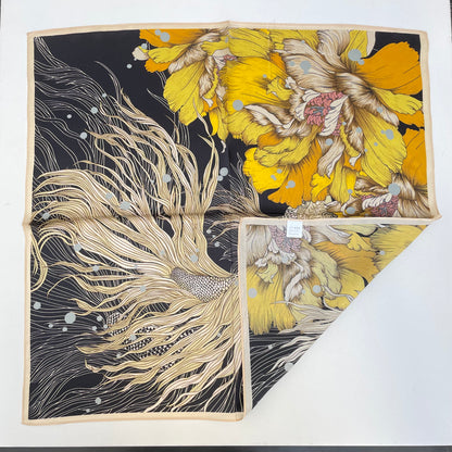 100% Pure Silk Multicolor 20" Silk Square Scarf -The Golden Fish
