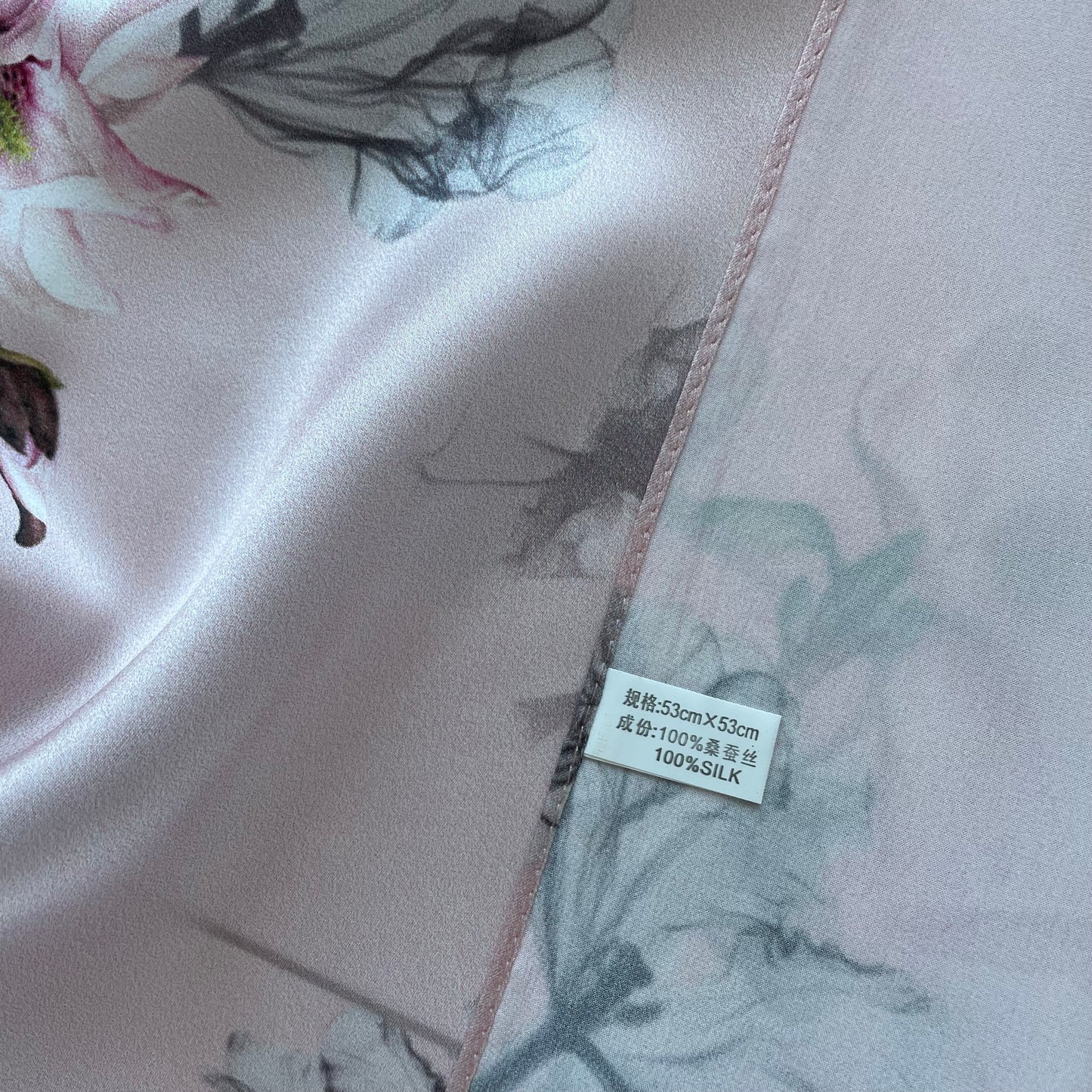 100% Pure Silk Multicolour Small Silk Scarf -The Pink Flowers