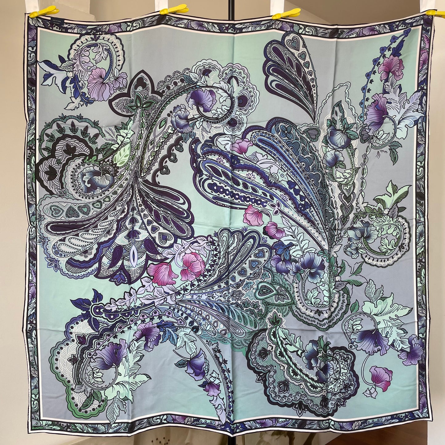 Exquisite Duo-Colour Mulberry 43” Silk Scarf: Hand-Rolled Edge, 6A Grade - The Garden