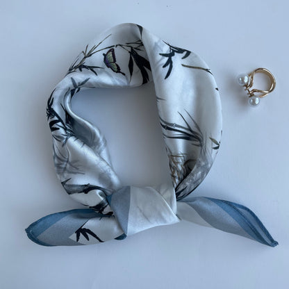 100% Pure Silk Multicolor 20" Silk Square Scarf -The Bamboo Garden